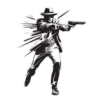 recommend clip art: Man Shooting Gun Images vector, Man with gun silhouette vector image isolated o white background.