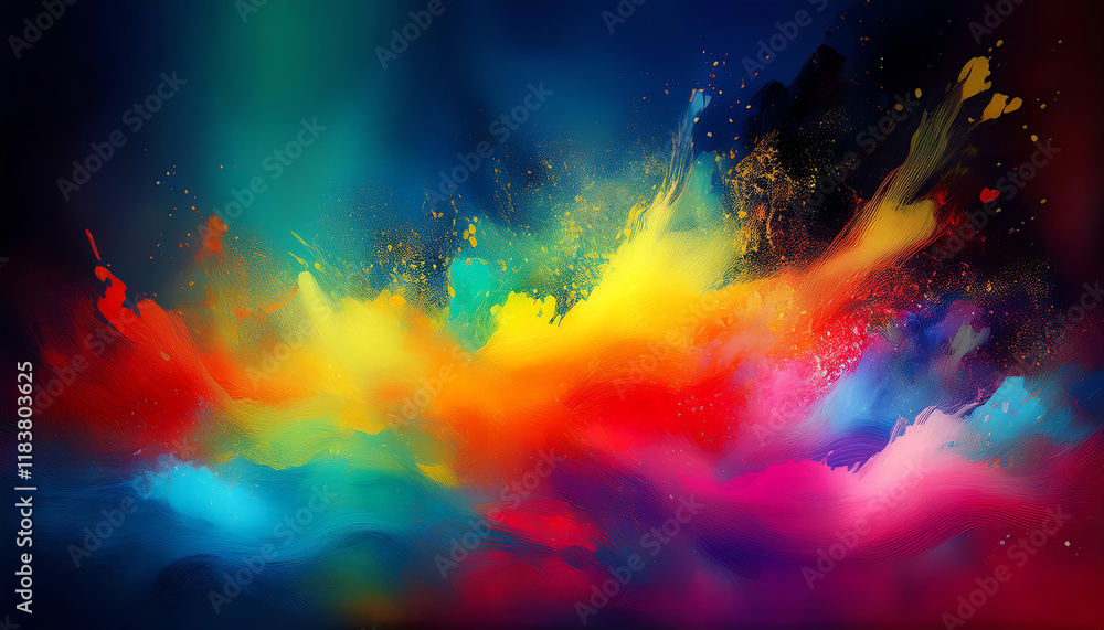 Aufkleber a vibrant abstract artwork featuring a dynamic explosion of colors blending seamlessly, creating a s