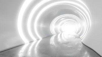 Obraz premium Abstract White Tunnel: A Futuristic Architectural Design