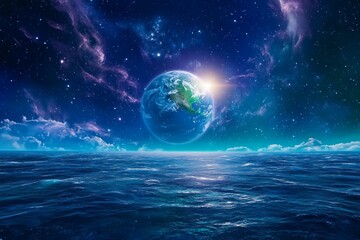 Fototapeta premium An astronaut floating in the vastness of space, with Earth glowing in the background. Generative AI