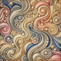 Pastel abstract art, wavy lines.Generative AI