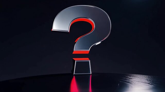 Shiny Silver Question Mark Symbol on a Minimalistic Background - Mysterious and Conceptual Animation