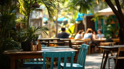 Tranquil Outdoor Cafe in Tropical Paradise