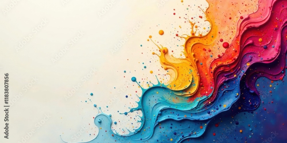 Poster vibrant hues flowing in abstract paint splashes design