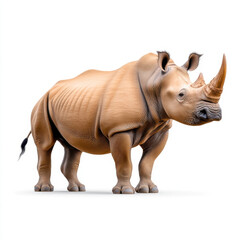Obraz premium Majestic Rhino: A powerful creature, standing tall against a stark white backdrop.
