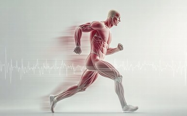 A man running with his arms outstretched and his legs apart