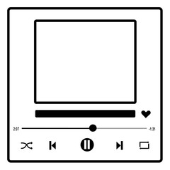 Music media player template outline vector design  icon Illustation for music application.  Isolated on Transparent Background	

