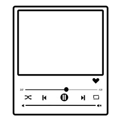 Music media player template outline vector design  icon Illustation for music application.  Isolated on Transparent Background	
