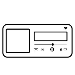Music media player template outline vector design  icon Illustation for music application.  Isolated on Transparent Background	
