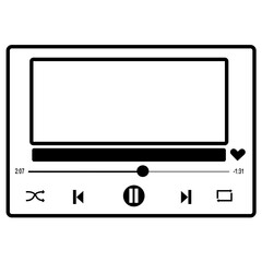 Music media player template outline vector design  icon Illustation for music application.  Isolated on Transparent Background	
