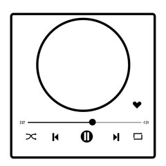 Music media player template outline vector design  icon Illustation for music application.  Isolated on Transparent Background	
