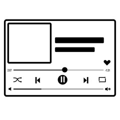 Music media player template outline vector design  icon Illustation for music application.  Isolated on Transparent Background	
