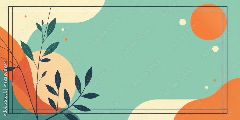 Aufkleber Serene Abstract Botanical Background with Minimalist Design Elements and Ample Copy Space