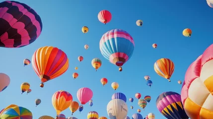 Colorful Hot Air Balloons Soaring in a Vivid Blue Sky