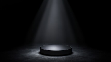 Mysterious Spotlight on Empty Black Platform