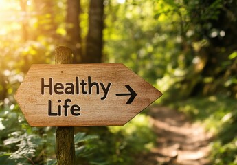 A sign that says Healthy Life pointing to the right