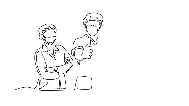 Medical professional Concept. Single line draw design. Full length animation illustration. High quality 4k footage.