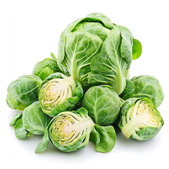 Fototapeta premium Pile of Brussels sprouts isolated on a white background