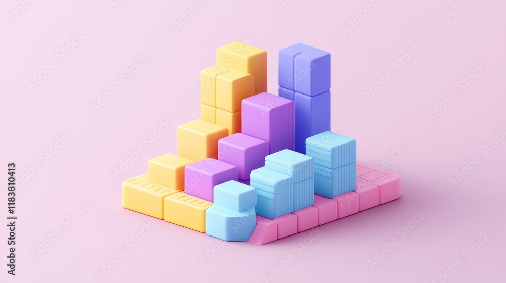 Poster a visually appealing stacked area chart representing stock performance, with varying colors illustra