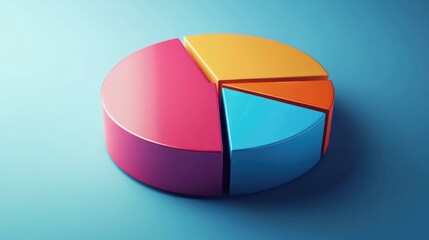 Obraz premium A visually appealing D pie chart rotating slowly, with labels and percentages emerging, showcasing advanced graphic design in data presentation.