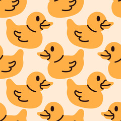 Simple Rubber Ducks seamless pattern for gift wrap, greeting card, textile design, fabric. Hand drawn illustration.