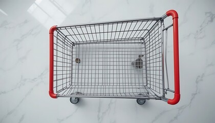 Empty Shopping Cart on Marble Floor