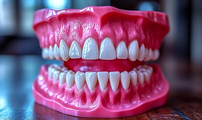 Obraz premium Oral Care and Tooth Alignment: A Close-Up of a Dental Replica