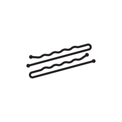 Bobby pin icon Flat vector set outline