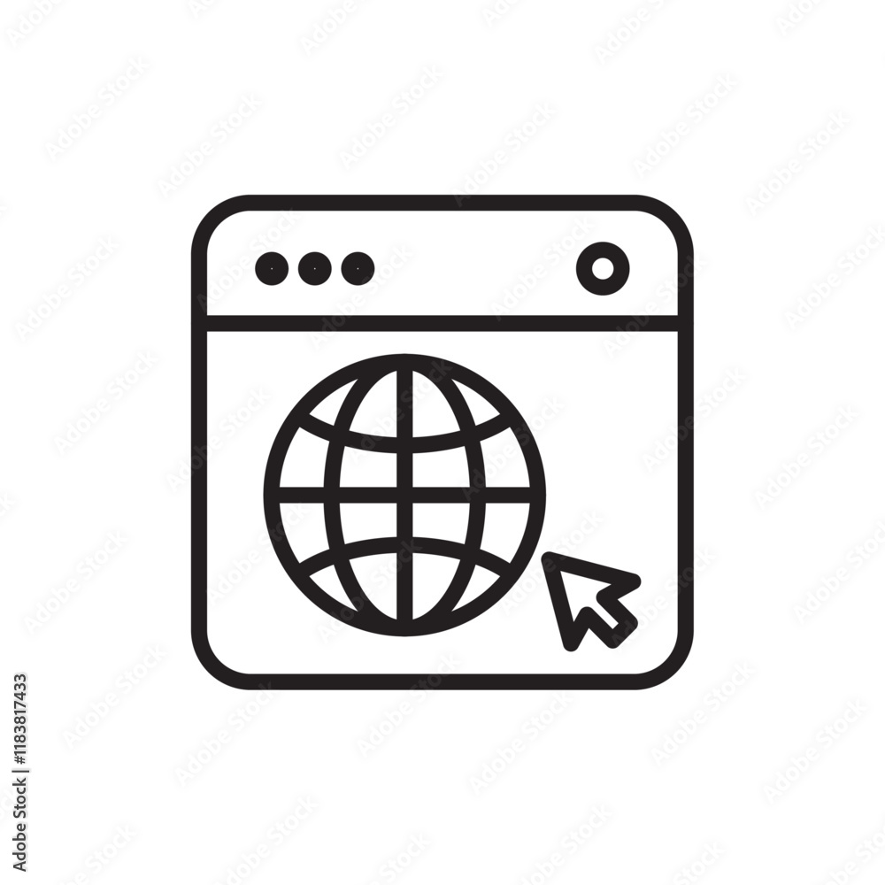 Poster browser icon flat vector set outline
