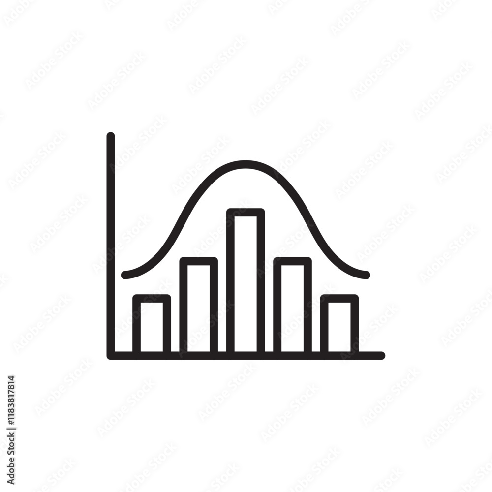 Poster chart histogram icon flat vector set outline