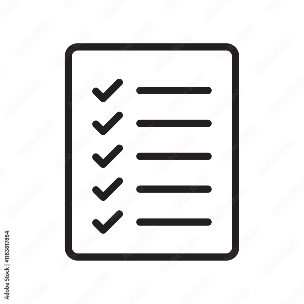 Poster check list icon flat vector set outline