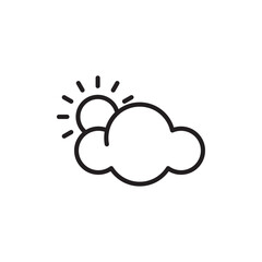 Cloud sun icon Flat vector set outline