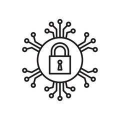 Cyber security icon Flat vector set outline