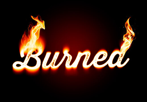 Burning Text Effect With Flames Mockup