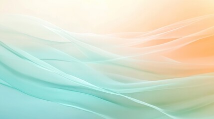 Abstract Pastel Waves: A Serene Teal and Peach Dreamscape
