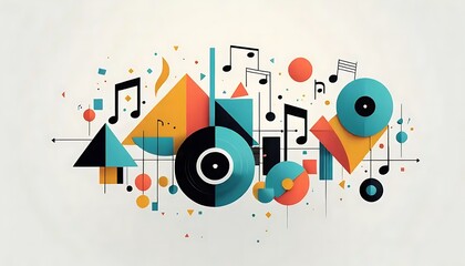 Obraz premium Abstract Music Design Featuring Geometric Shapes and Notes