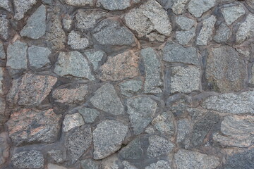 Background - wall made of gray natural shape fieldstones