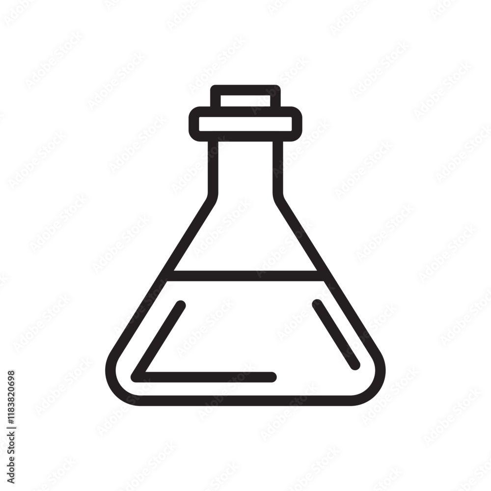 Poster flask icon flat vector set outline
