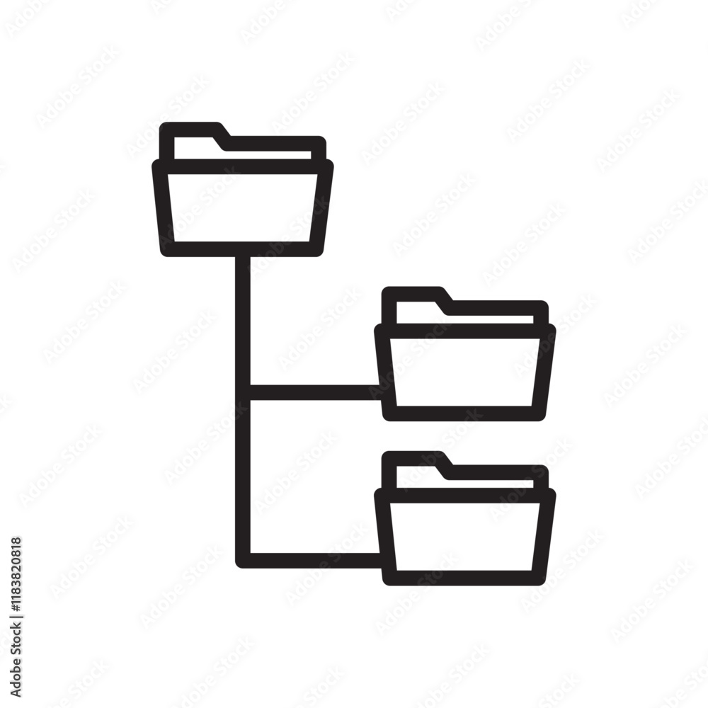 Poster folder tree icon flat vector set outline