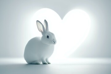 Cute Bunny Posing Between Hearts