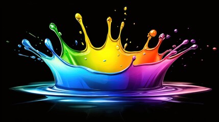 Fototapeta premium Vibrant Rainbow Paint Splash: A Symphony of Colors