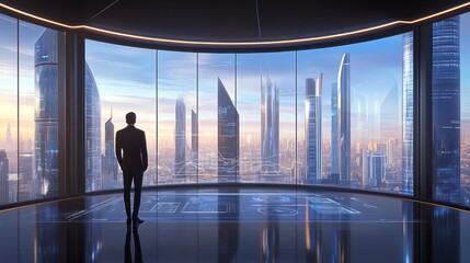 Fototapeta premium Futuristic Cityscape: A Visionary's Perspective