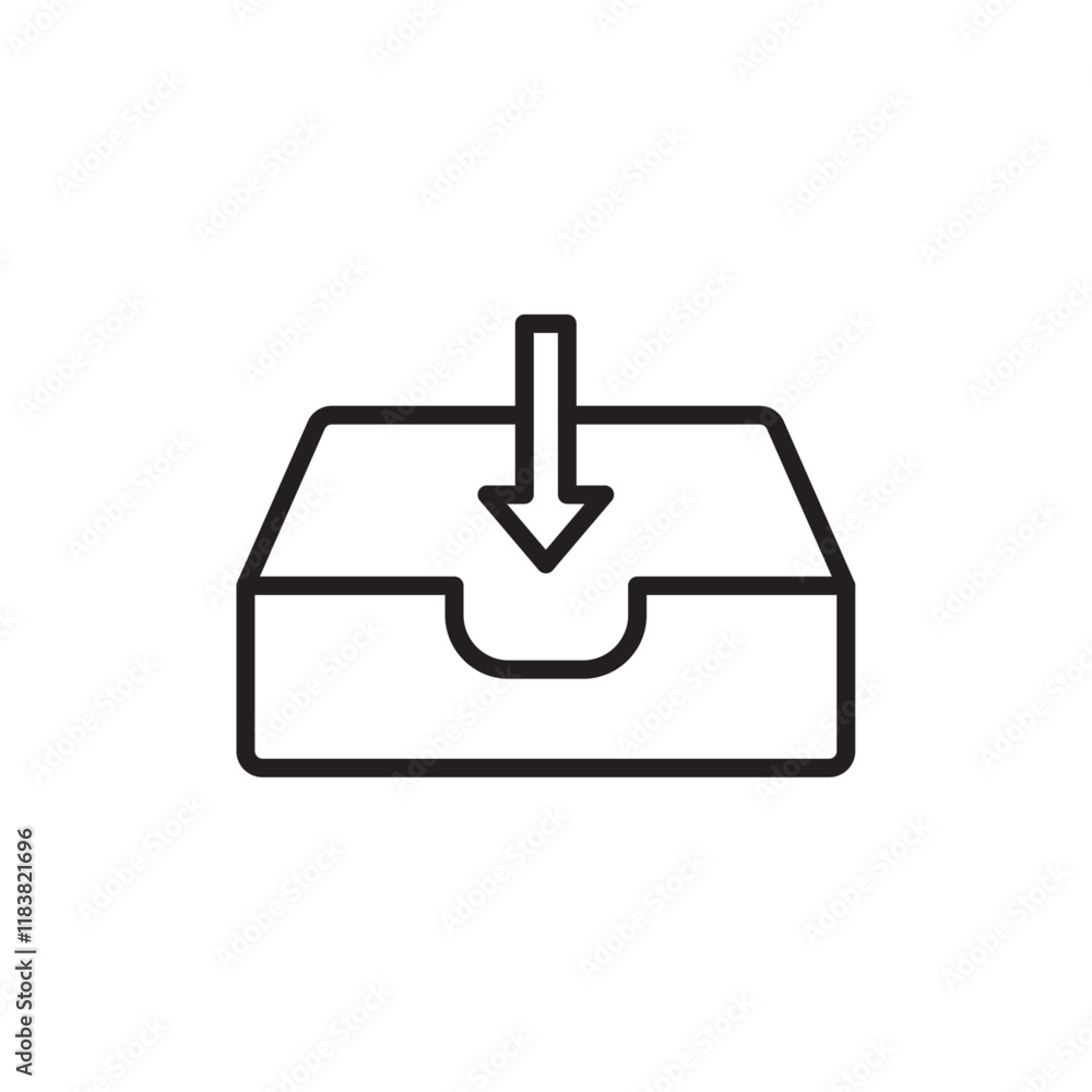 Poster inbox icon flat vector set outline