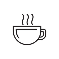 Hot coffee cup icon Flat vector set outline