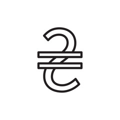 Hryvnia icon Flat vector set outline