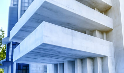 Obraz premium Modern marble balconies, city backdrop, architectural detail