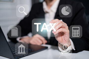 Accounting financial tax icon income money online payment service concept