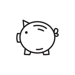 Piggy bank icon Flat vector set outline