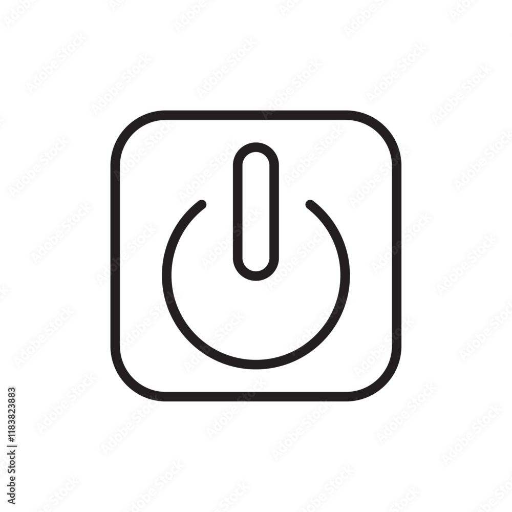 Poster power button icon flat vector set outline