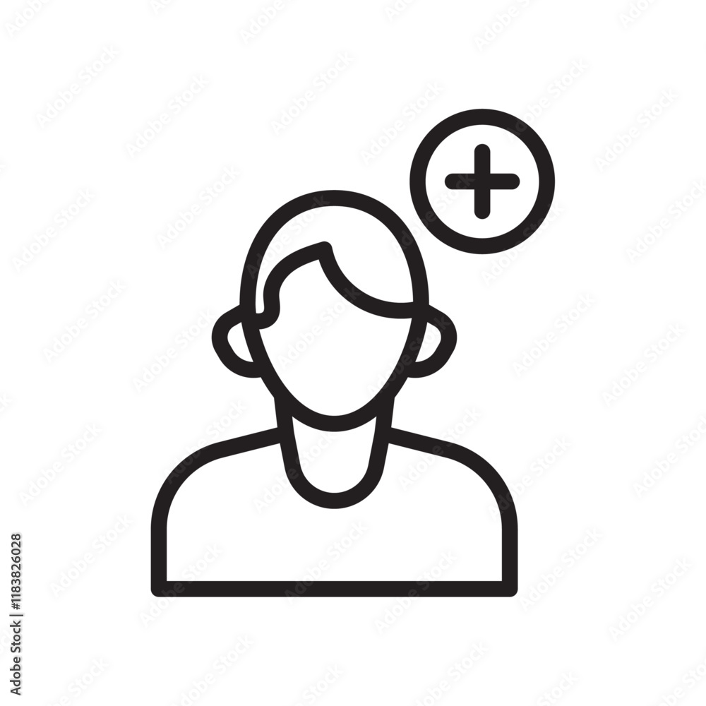 Aufkleber user add icon flat vector set outline